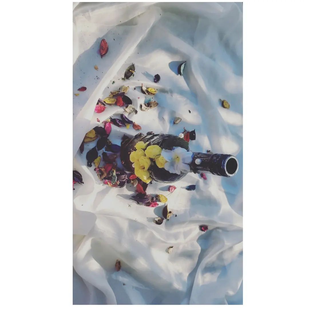 “Black is the New Yellow” – Handmade Floral Bottle Art
