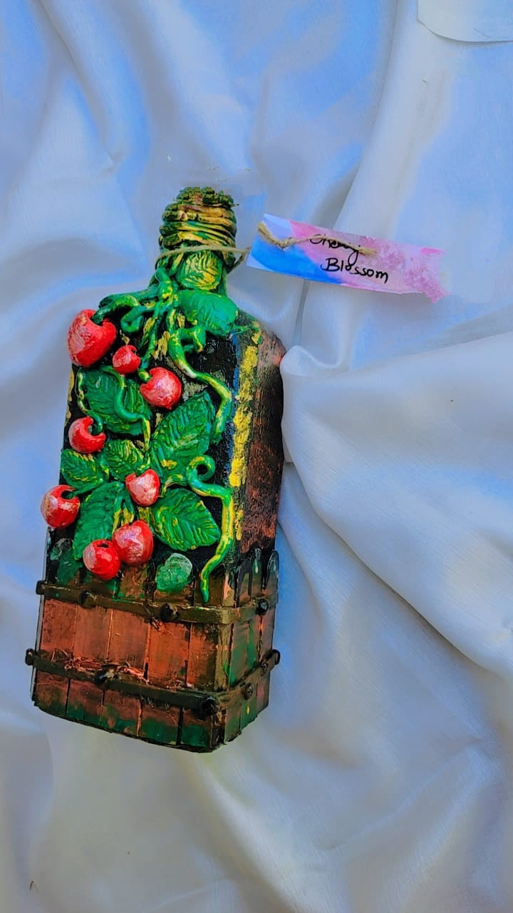 π Cherry Blossom β Handmade Decorative Bottle