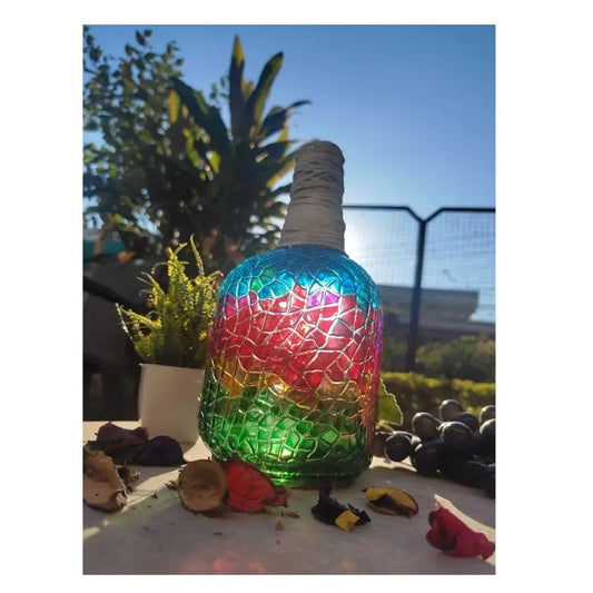 Give Me Light” Mosaic Bottle Art – Handcrafted Stained Glass-Effect Decorative Bottle 🌈✨