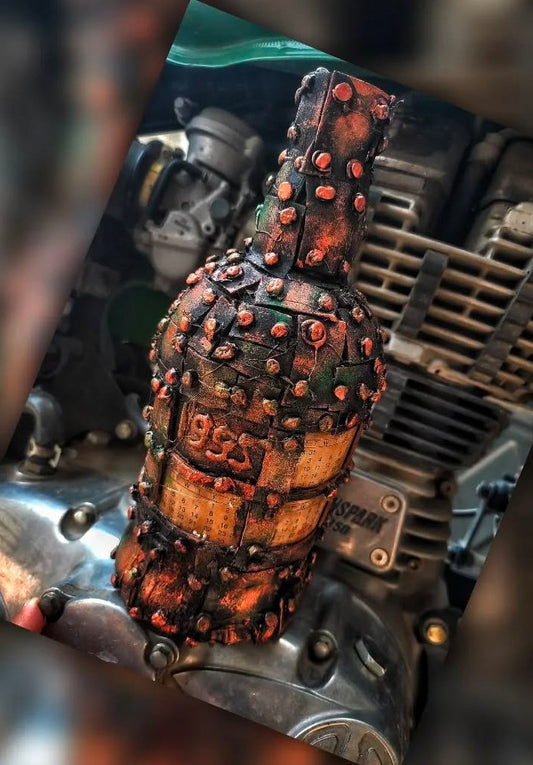 Handcrafted Vintage Calendar Bottle – Steampunk-Inspired Home Décor
